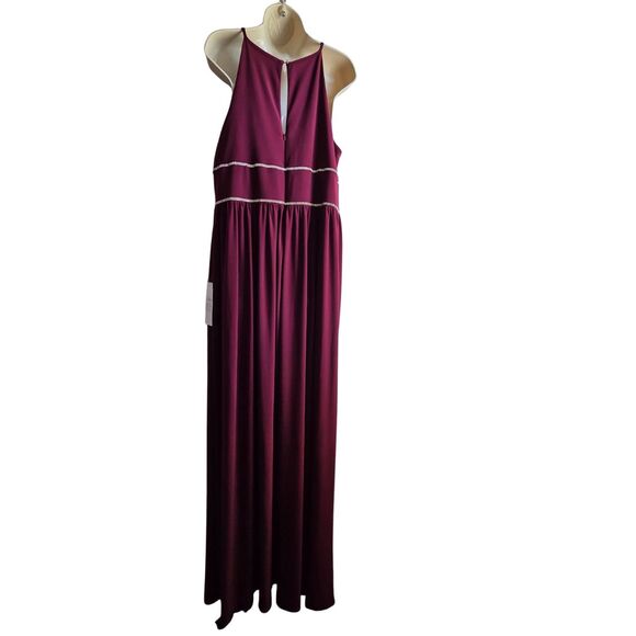 NWT OLEG CASSINI Wine Rhinestone Keyhole Sheath Gown 16 Formal - Picture 5 of 16